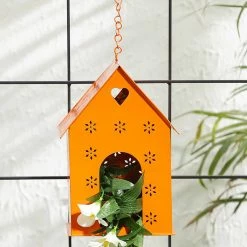 Exotic Flora Hut Shape Bird House Orange