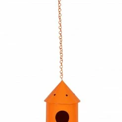 Exotic Flora Round Hut Bird House Orange