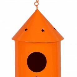 Exotic Flora Round Hut Bird House Orange