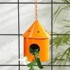 Exotic Flora Round Hut Bird House Orange
