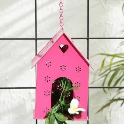 Exotic Flora Hut Shape Bird House Pink