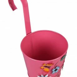 Exotic Flora Set Of Two Flower Embossed Railing Planter Pink & Purple