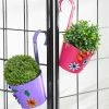 Exotic Flora Set Of Two Flower Embossed Railing Planter Pink & Purple