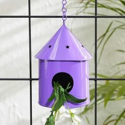 Exotic Flora Round Hut Bird House Purple Pots & Planters