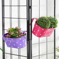 Exotic Flora Pots & Planters Set Of Two Polka Dot Oval Railling Planter Big Purple & Pink
