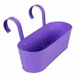 Exotic Flora Set Of Two Oval Railing Planter Large Purple & White Pots & Planters 5 Exotic Flora Set Of Two Oval Railing Planter Large Purple & White Pots & Planters