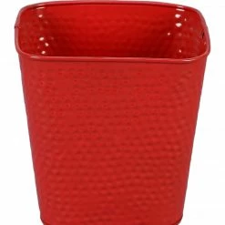 Exotic Flora Set Of Two Embossed Pot Red