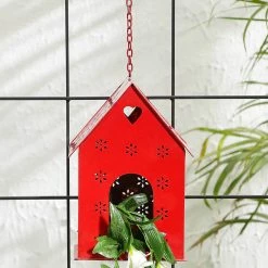 Exotic Flora Pots & Planters Hut Shape Bird House Red