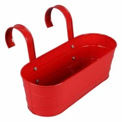 Exotic Flora Set Of Two Oval Railing Planter Large Yellow & Red Pots & Planters