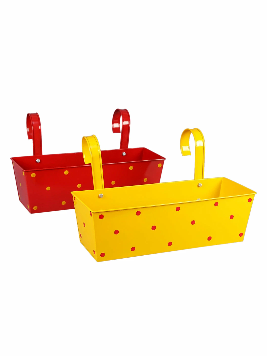 Exotic Flora Set Of Two Polka Dot Rectangle Planter Red & Yellow 2 Exotic Flora Set Of Two Polka Dot Rectangle Planter Red & Yellow