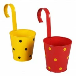 Exotic Flora Pots & Planters Set Of Two Railling Pot Polka Red & Yellow
