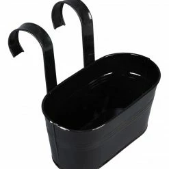 Exotic Flora Pots & Planters Set Of Two Oval Railling Planter Small White & Black