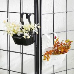 Exotic Flora Pots & Planters Set Of Two Oval Railling Planter Small White & Black