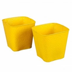 Exotic Flora Set Of Two Embossed Pot Yellow