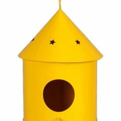 Exotic Flora Round Hut Bird House Yellow Pots & Planters 4 Exotic Flora Round Hut Bird House Yellow Pots & Planters