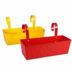 Exotic Flora Pots & Planters Set Of Two 18'' Embossed 'Rectangular Planter Yellow & Red