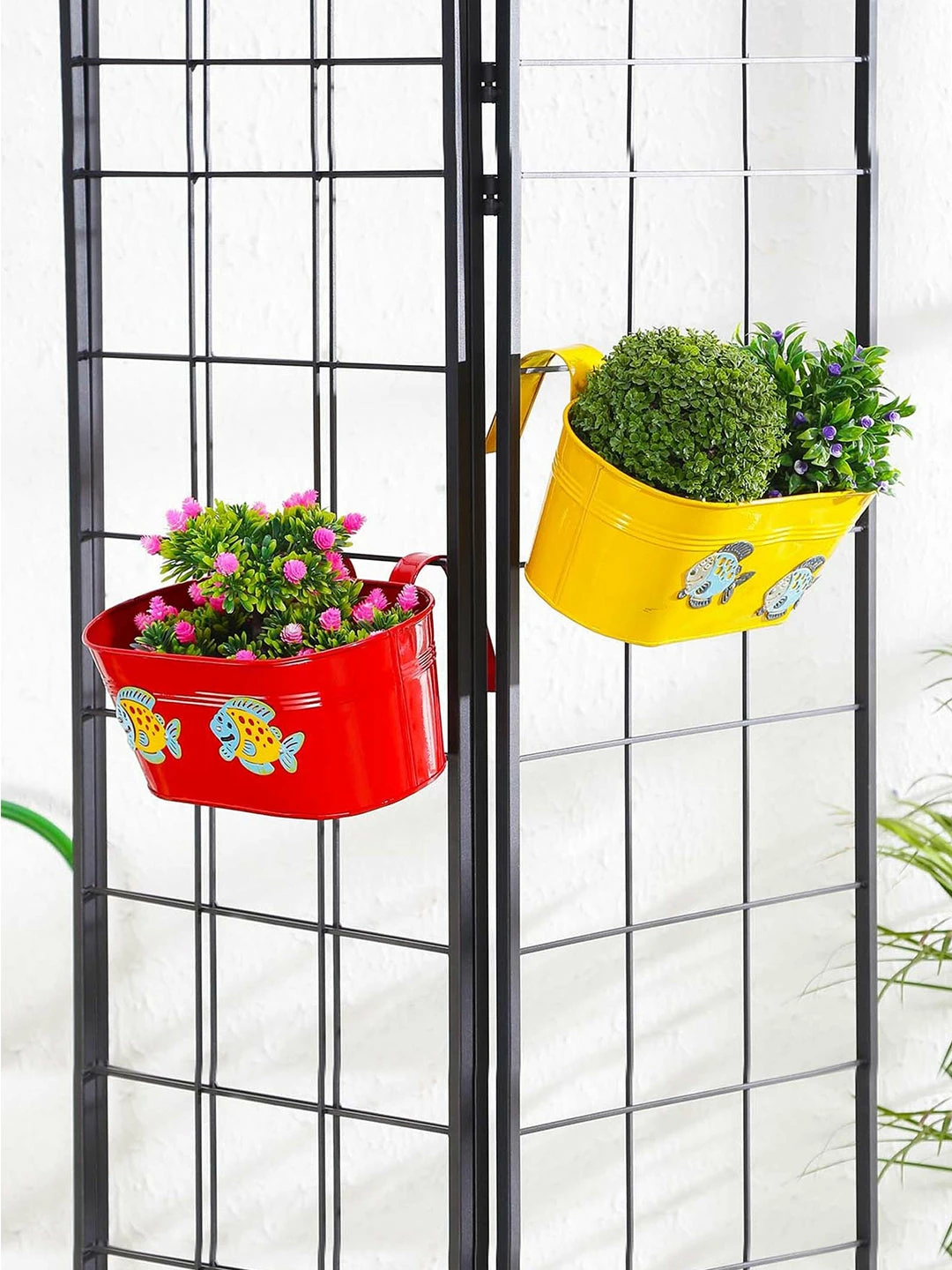 Exotic Flora Set Of Two Fish Tub Yellow & Red 1 Exotic Flora Set Of Two Fish Tub Yellow & Red