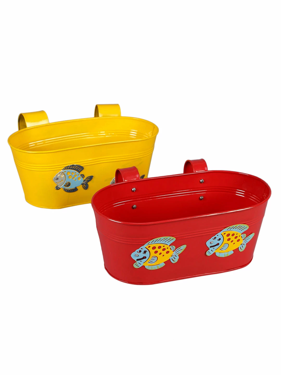 Exotic Flora Set Of Two Fish Tub Yellow & Red 2 Exotic Flora Set Of Two Fish Tub Yellow & Red