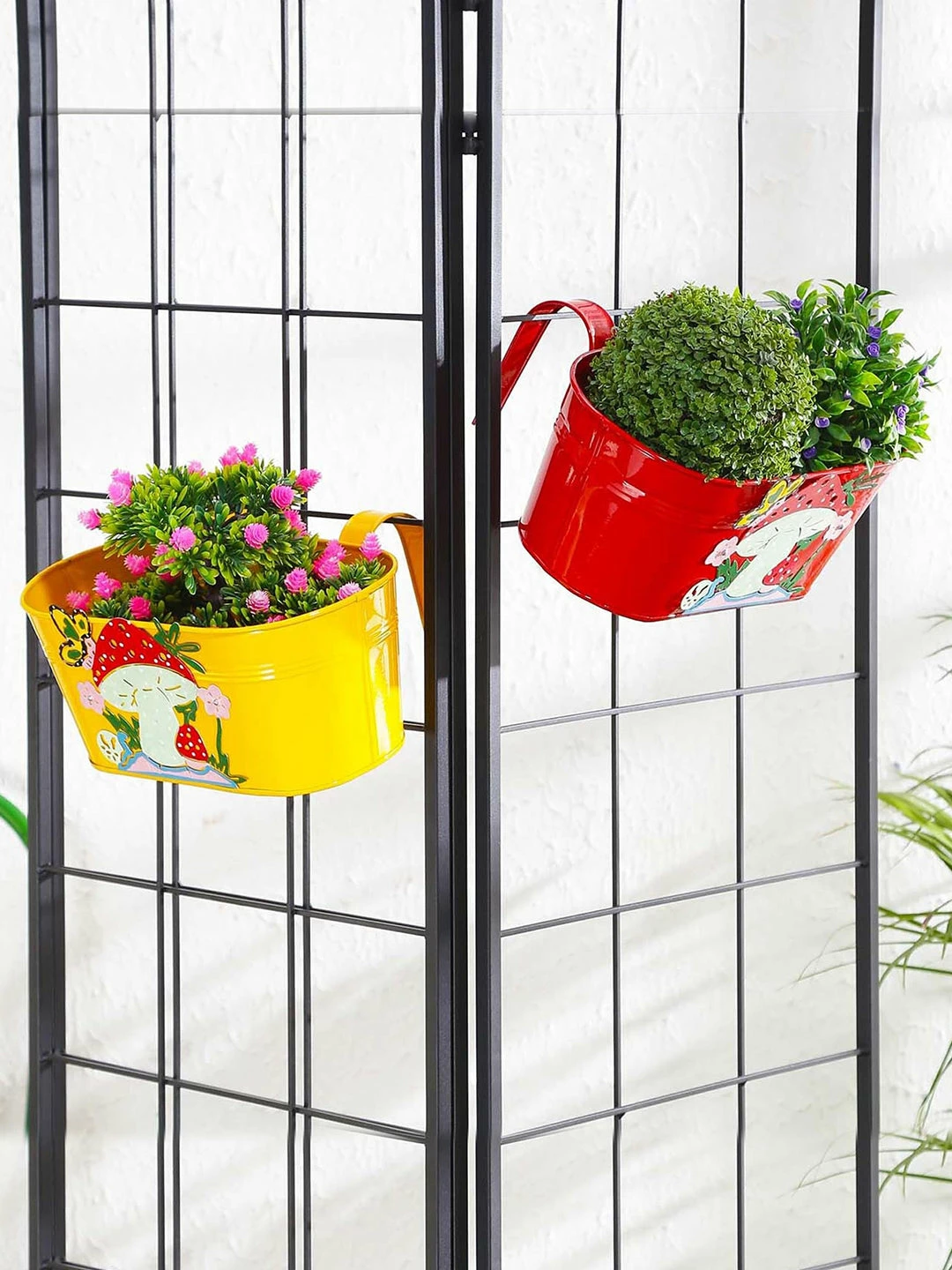 Exotic Flora Set Of Two Mushroom Tub Yellow & Red 1 Exotic Flora Set Of Two Mushroom Tub Yellow & Red