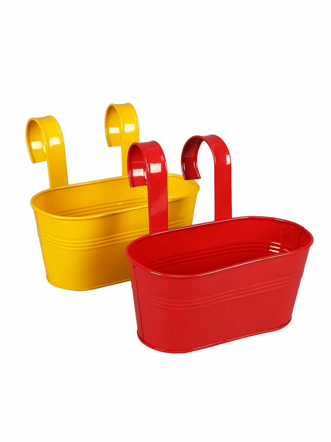 Exotic Flora Set Of Two Oval Railling Planter Small Yellow & Red Pots & Planters 3 Exotic Flora Set Of Two Oval Railling Planter Small Yellow & Red Pots & Planters