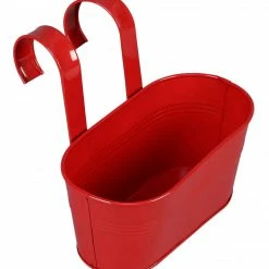 Exotic Flora Set Of Two Oval Railling Planter Small Yellow & Red Pots & Planters