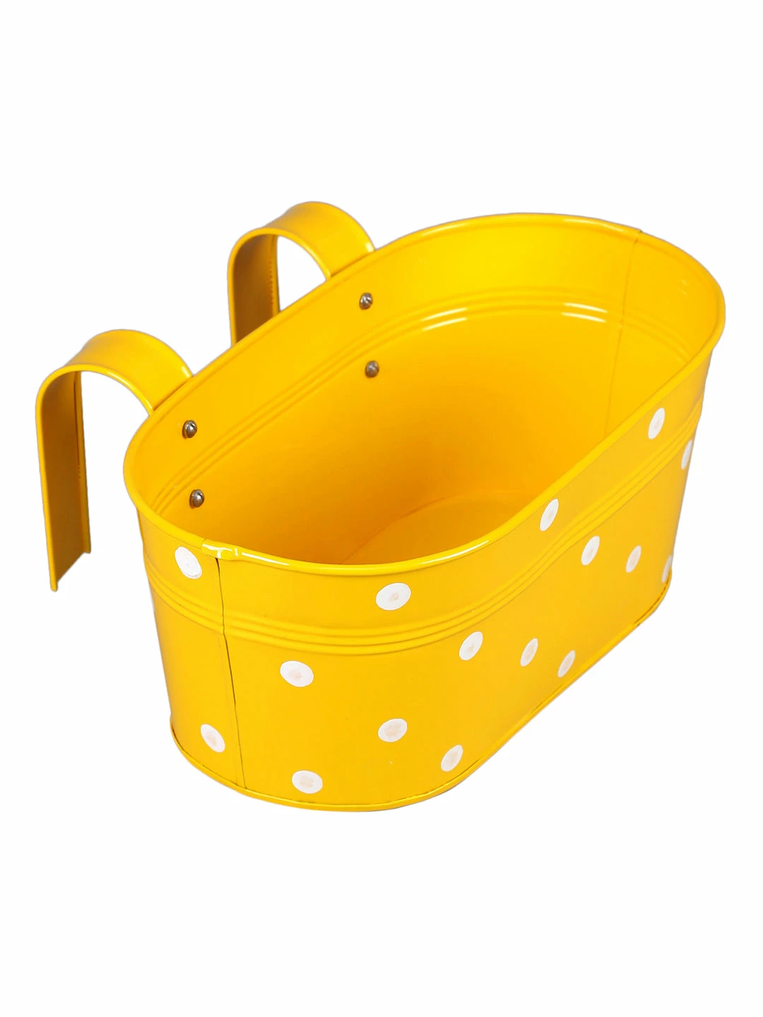 Exotic Flora Set Of Two Polka Dot Oval Railling Planter Big Yellow & Red 3 Exotic Flora Set Of Two Polka Dot Oval Railling Planter Big Yellow & Red